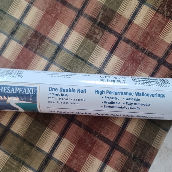 Wallpaper Nellie Brick Wooden Plaid Green, Red, Beige - Picture 9 of 11